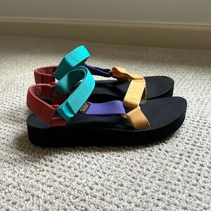 TEVA platform color block sandals